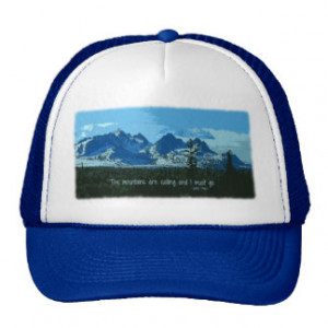 Mountain Peaks digital art - John Muir quote Hats