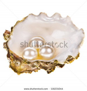 Open Clam With Pearl Drawing Big pearls in an open oyster