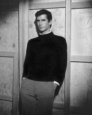 Anthony Perkins on the set of Psycho directed by Alfred Hitchcock ...