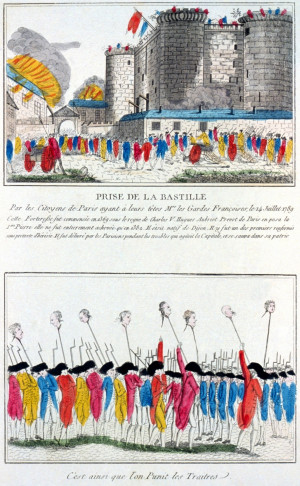 The storming of the Bastille. Etching, unknown artist, 1789. Public ...