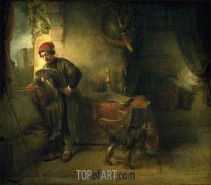 his Study Reading), a.1653 | Rembrandt | Hand-Painted Art Reproduction