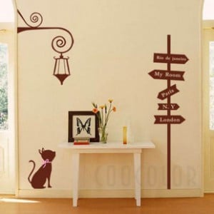 ... for this image include: cat, home decor, road sign and wall sticker