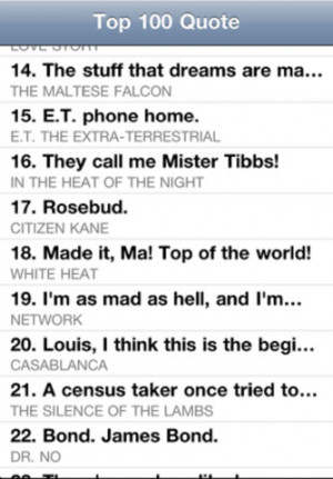 Tags : movie , top 100 , greatest movie quotes , 100 greatest movie