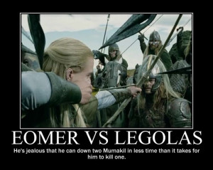 ... Eomer would get an arrow in his face way before any spear could reach