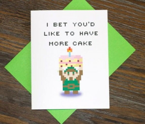 Legend of Zelda 8bit Retro Link Birthday Card by TurtlesSoup, $3.85