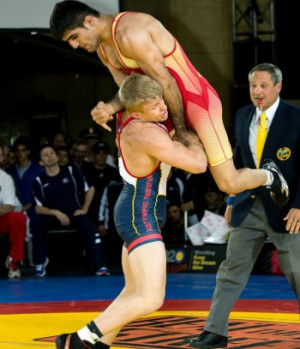 Kyle Dake defeated Hassan Tahmasebi of Iran on Wednesday night (Photo ...