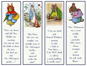 Printable Bookmarks, Beatrix Potter Characters with Quotes, Original ...