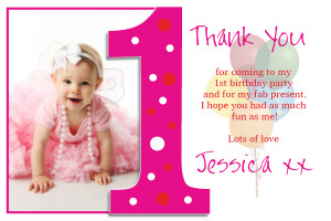 ... 10 Personalised Girls 1st First Birthday Thank You PHOTO Cards N192