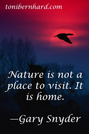 The poet Gary Snyder.....Nature makes me feel close to God. It is home ...