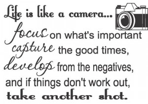 ... Life is like a camera - Vinyl Art Lettering Quotes Sayings Removable