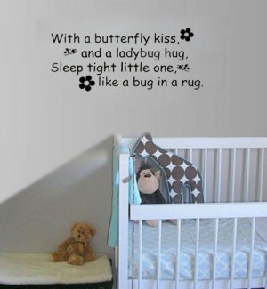 Butterfly Kiss Ladybug Hug Quote Vinyl Decal Baby Room Decor Wall ...