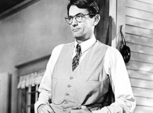 Atticus Finch, played by Gregory Peck, in the film 'To Kill a ...