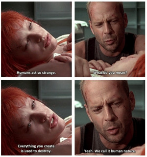 ... Human Nature As Bruce Willis Watches Over Her In Fifth Element
