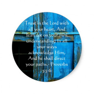 Inspirational Bible Quote Proverbs 3:5-6 Classic Round Sticker
