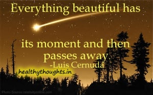 Everything beautiful has its moment and then passes away.