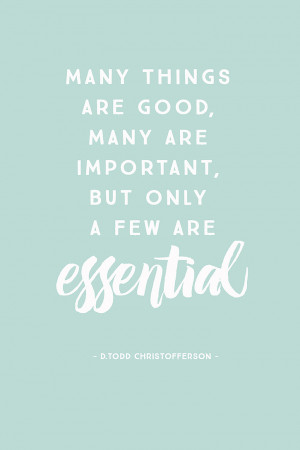 Many things are good, many are important, but only a few are essential ...