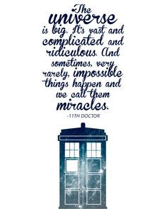 Doctor Who - Miracles - 11th Doctor quote - Typographic Print - Tardis ...