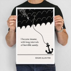 Literary Quote print, Edgar Allan Poe Art Poster, Illustration Black ...