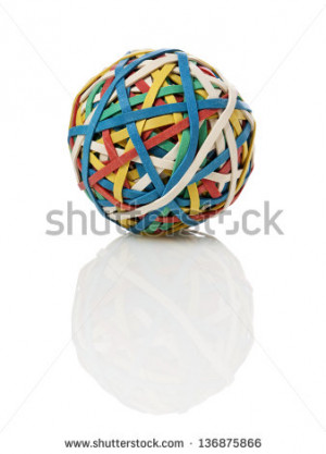 Rubber Band Ball Isolated on a Pure White Background - stock photo