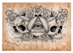 Illuminati and Skull chest tattoo design (scanned) by ...