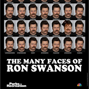 Many Faces of Ron Swanson Poster