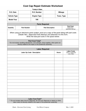 Auto Repair Estimate Template