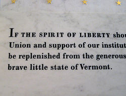 Detail of Coolidge's Brave Little State of Vermont speech inscribed in ...