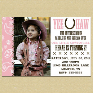 Girl Western Birthday Invitation - Any Age - Customize Wording ...