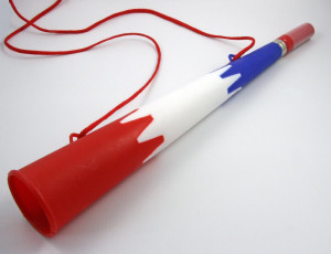 Red White and Blue Supporters Trumpet Blow Horn with Carry Strap