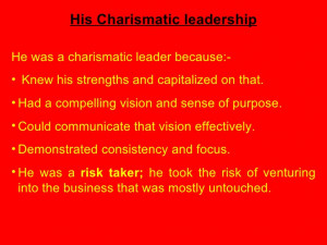 Charismatic Leadership Quotes His Charismatic leadership
