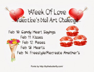Week of Love Day One Candy Heart Sayings nail art