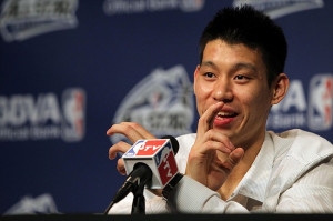 guard Jeremy Lin gestures air quotes when talking about Linsanity ...