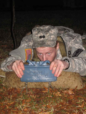 University of Maryland ROTC cadet, Peter Ligon, lines up the sight on ...