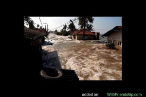 Houses submerged by sea water in Thailand