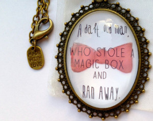Doctor Who Themed Necklace - With B ow Tie And Quote 