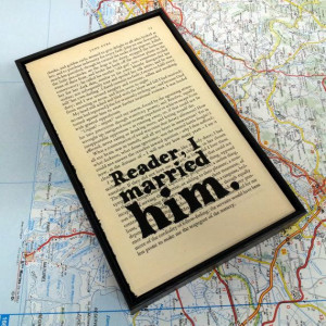 Jane Eyre Wedding Gift Quote on Vintage Book Page Framed Altered Book ...