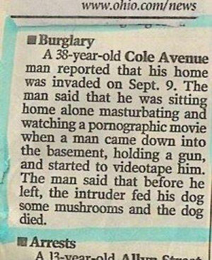 funny burglar masturbating newspapers fail