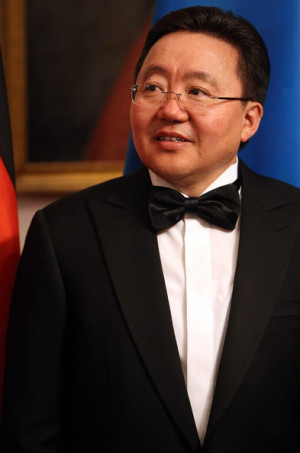 Tsakhiagiin Elbegdorj Mongolian President Tsakhiagiin Elbegdorj greets