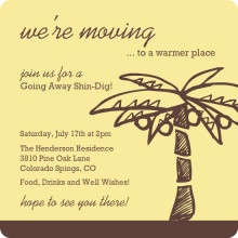Yellow and Brown Palm Tree Going Away Invitation