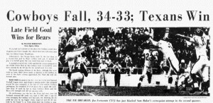 The Dallas Morning News headline for the 1962 game between the Bears ...