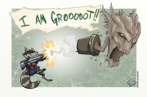 Rocket Raccoon and Groot by BrotherToastyCakes