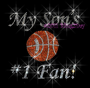 My Son's Number 1 Fan - BASKETBALL - Iron on Rhinestone Transfer Bling ...