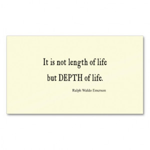 ... Emerson Inspirational Depth of Life Quote Business Card Template