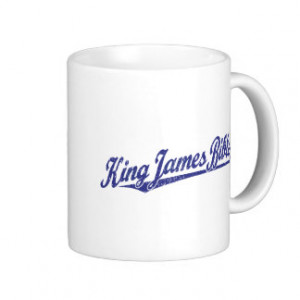 ... James Bible Script Logo in blue distressed Classic White Coffee Mug