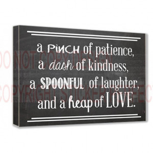 Bathroom / FRAMED CANVAS PRINT A pinch of patience, a dash of kindness ...