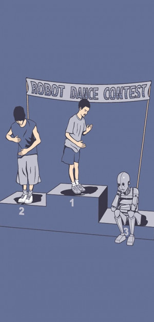 Robot Dance Contest Purple Funny iPod iPhone iCloud WallPaper