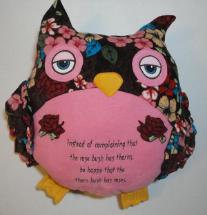 Pink Owl Pillow Quote Quotable Fleece Softie Plush One of a Kind Made ...