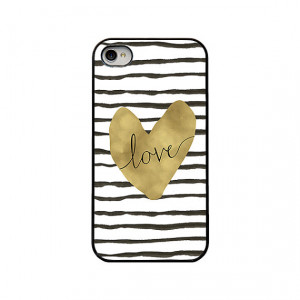 Love Iphone case - quote Iphone 6 case - gold foil heart Iphone 4 4s ...