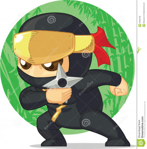 Cute Ninja Cartoon of ninja holding