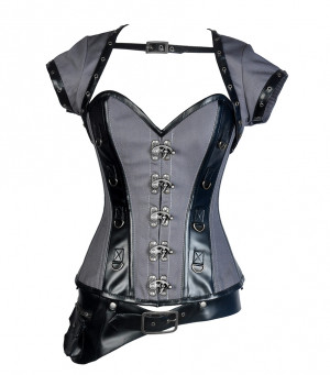 9022 Black and Gray Steampunk Corset